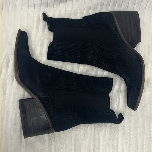 Free People Benson chelsea boot black western ankle heeled snake leather - Picture 8 of 12